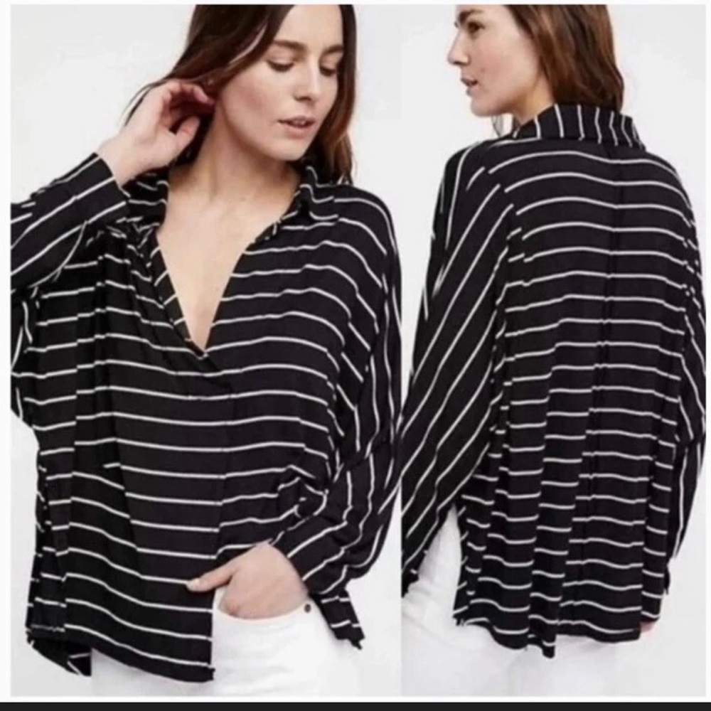 Free People Can’t Fool Me Striped Dolman Top Size Large NWT Oversized
